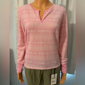 Great Steve Madden size M pink Nordic print logo long sleeve shirt